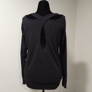 BLACK CRISS-CROSS CUT OUT BACK SWEATSHIRT LONGSLEEVE WOMEN SIZE M